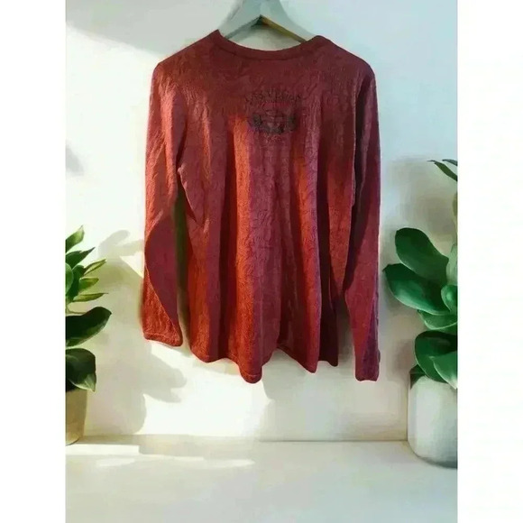 Y2k Harley Davidson red mesh long sleeve top with a double layer design - Picture 2 of 4
